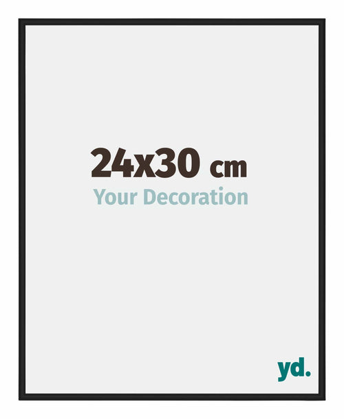 Miami Aluminium Cadre Photo 24x30cm Noir Brillant De Face Mesure | Yourdecoration.fr