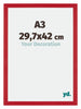 Mura MDF Cadre Photo 29 7x42cm A3 Rouge De Face Mesure | Yourdecoration.fr