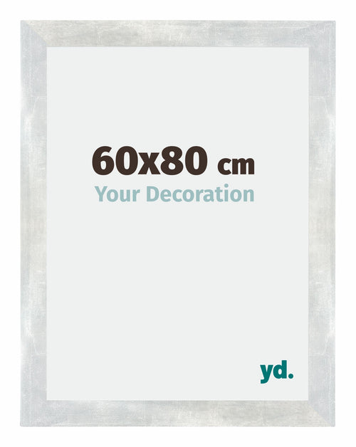 Mura MDF Cadre Photo 60x80cm Argent Brillant Vintage De Face Mesure | Yourdecoration.fr