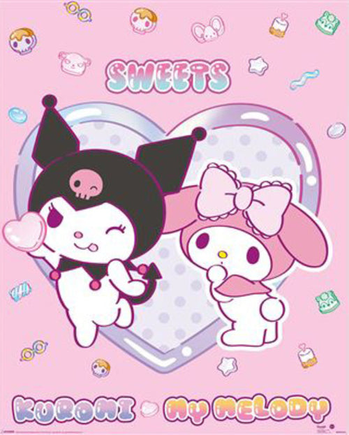 Poster Sanrio Kuromi My Melody Sweets 40x50cm MPP2501459 | Yourdecoration.fr