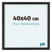 Virginia Aluminium Cadre Photo 40x40cm Noir De Face Mesure | Yourdecoration.fr