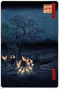 GBeye Hiroshige New Years Eve Foxfire Affiche 61x91,5cm | Yourdecoration.fr