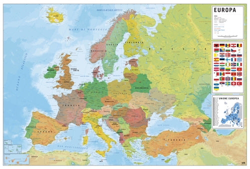 Grupo Erik GPE5443 Physical Political Map Of Europe Ita Affiche 91,5X61cm | Yourdecoration.fr