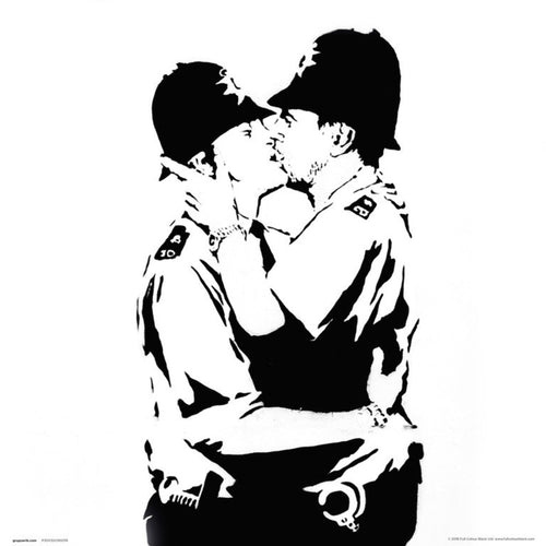 Grupo Erik Brandalised Bobbies Kissing Affiche Art 30X30cm | Yourdecoration.fr