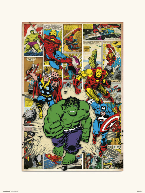 Grupo Erik Marvel Comic Here Come The Heroes Affiche Art 30X40cm | Yourdecoration.fr