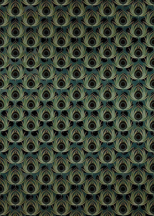 Komar Paon Vert Papier Peint Intissé 200x280cm 4 bandes | Yourdecoration.fr