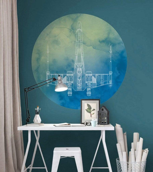 Komar Star Wars X Wing Papier Peint Adhésif 128x128cm Rond ambiance | Yourdecoration.fr