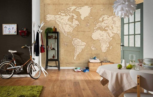 Komar Vintage World Map Papier Peint Intissé 500x280cm 10 bandes ambiance | Yourdecoration.fr
