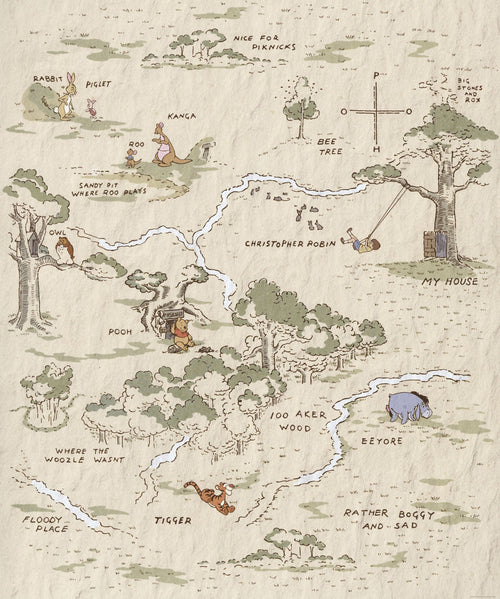 Komar Intisse Papier Peint Iadx4 042 Winnie The Pooh Map | Yourdecoration.fr