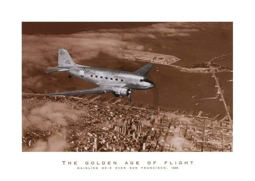 Margaret Bourke White Mainline DC 3 over San Francisco affiche art 70x50cm | Yourdecoration.fr