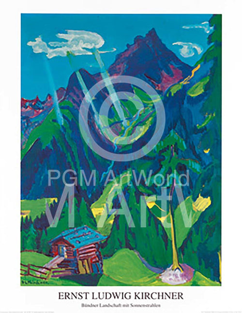 Ernst Ludwig Kirchner Bündner Landschaft affiche art 70x90cm | Yourdecoration.fr