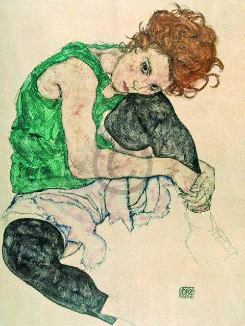 Egon Schiele Sitzende Frau mit hochgezogenen affiche art 60x80cm | Yourdecoration.fr