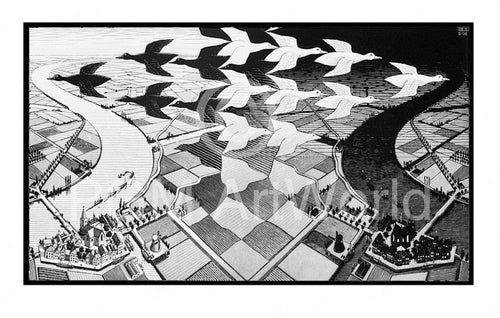 M. C. Escher Tag und Nacht affiche art 86x55cm | Yourdecoration.fr