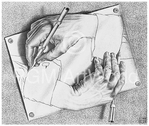 M. C. Escher Zeichnen affiche art 65x55cm | Yourdecoration.fr