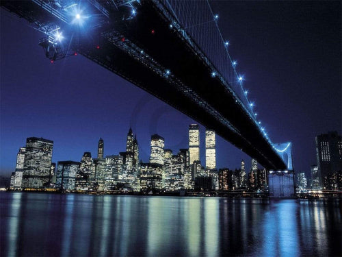Henri Silberman Brooklyn Bridge at Night affiche art 80x60cm | Yourdecoration.fr