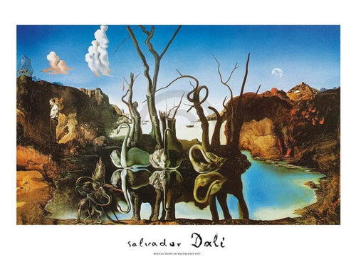 Salvador Dali Reflections of Elephants affiche art 80x60cm | Yourdecoration.fr
