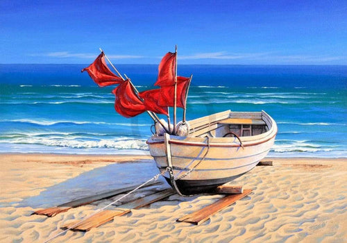 Sigurd Schneider Small fishing boat affiche art 80x60cm | Yourdecoration.fr