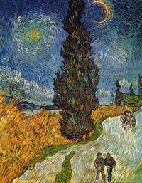 Vincent Van Gogh  Landstrasse mit Zypresse und Stern affiche art 70x90cm | Yourdecoration.fr