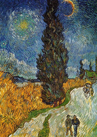Vincent Van Gogh  Landstrasse mit Zypresse und Stern affiche art 21x29.7cm | Yourdecoration.fr