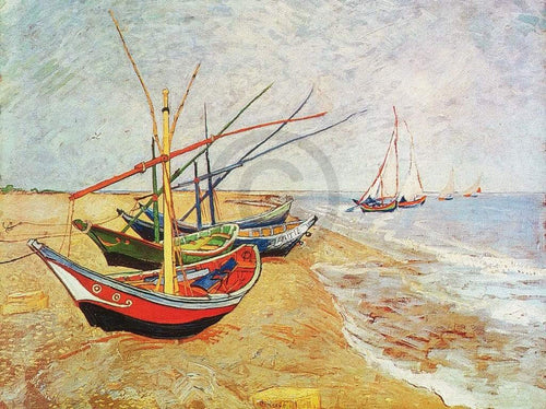 Vincent Van Gogh Barche sulla spiaggia affiche art 80x60cm | Yourdecoration.fr