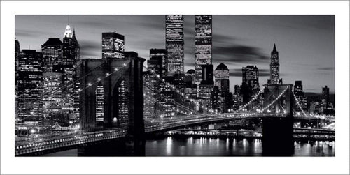 Pyramid Brooklyn Bridge Black and White affiche art 50x100cm | Yourdecoration.fr