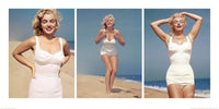 Pyramid Marilyn Monroe Beach Triptych affiche art 50x100cm | Yourdecoration.fr
