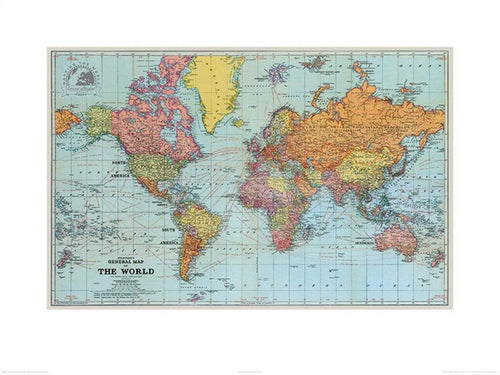 Pyramid Stanfords General Map of the World 1920 affiche art 60x80cm | Yourdecoration.fr