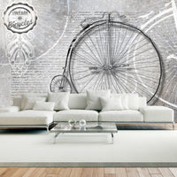 Papier Peint - Vintage Bicycles Black and White - Intissé