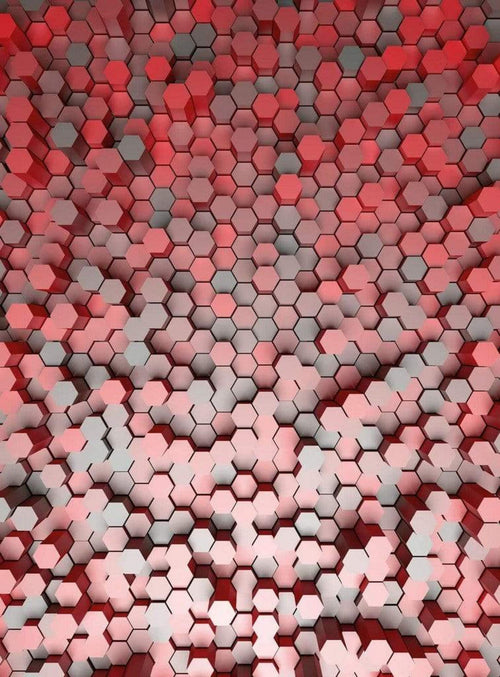 Wizard+Genius 3D Pentagons Red Papier Peint Intissé 192x260cm 4 bandes | Yourdecoration.fr