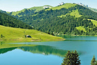 Wizard+Genius Swiss Mountain Lake Launensee Gstaad Papier Peint Intissé 384x260cm 8 bandes | Yourdecoration.fr