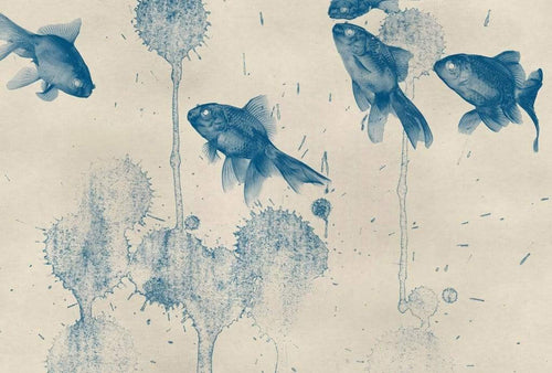 Wizard+Genius Blue Fish Papier Peint Intissé 384x260cm 8 bandes | Yourdecoration.fr