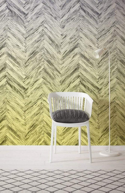 Komar Herringbone Yellow Papier Peint Intissé 400x250cm 4 bandes ambiance | Yourdecoration.fr