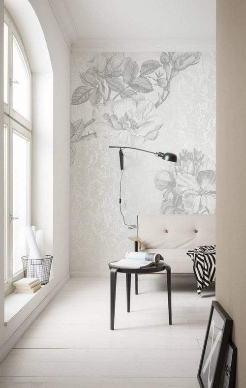 Komar Baroque Grey Papier Peint Intissé 200x250cm 2 bandes ambiance | Yourdecoration.fr