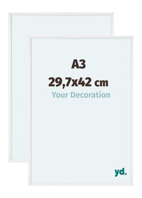 Aurora Aluminium Cadre Photo 29-7x42cm A3 Lot De 2 Blanc Brillant De Face Mesure | Yourdecoration.fr