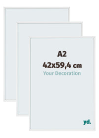 Aurora Aluminium Cadre Photo 42x59-4cm A2 Lot De 3 Blanc Brillant De Face Mesure | Yourdecoration.fr