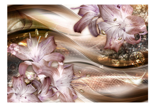 Papier Peint - Lilies on the Wave Brown - Intissé