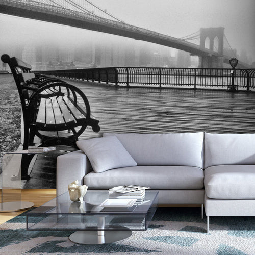 Papier Peint - A Foggy Day on the Brooklyn Bridge - Intissé