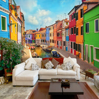 Papier Peint - Colorful Canal in Burano - Intissé