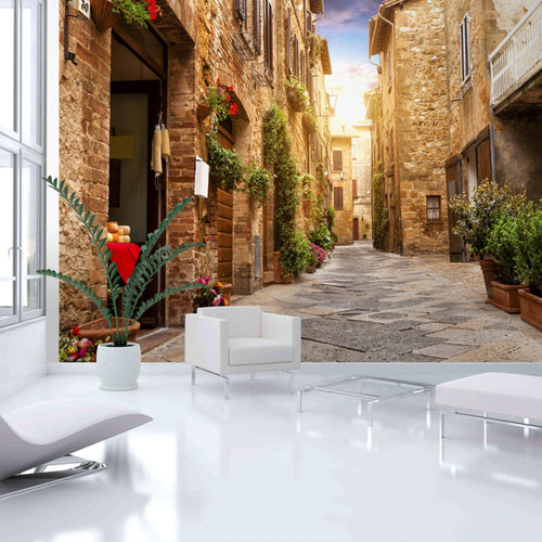 Papier Peint - Colourful Street in Tuscany - Intissé