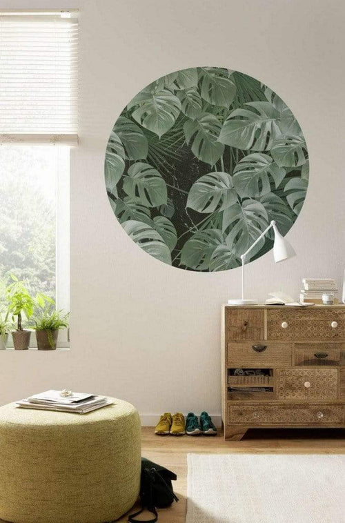 Komar Novel Monstera Papier Peint 125x125cm Rond ambiance | Yourdecoration.fr