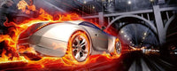Dimex Car in Flames Papier Peint 375x150cm 5 bandes | Yourdecoration.fr