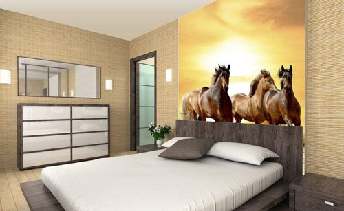 Dimex Horses in Sunset Papier Peint 225x250cm 3 bandes ambiance | Yourdecoration.fr