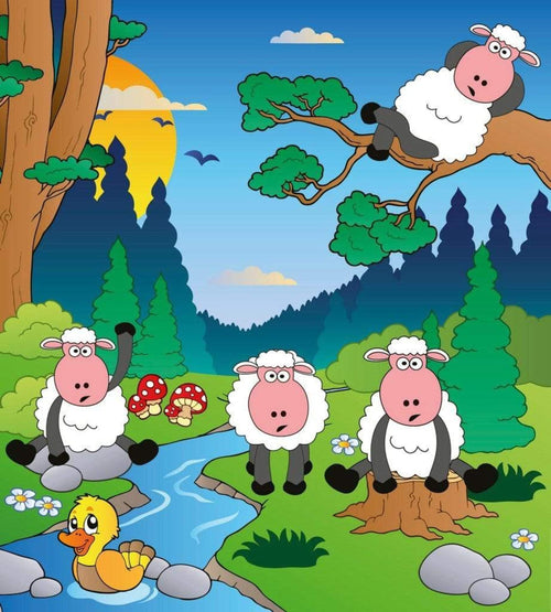 Dimex Sheep in Forest Papier Peint 225x250cm 3 bandes | Yourdecoration.fr
