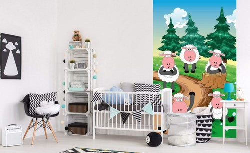 Dimex Sheep Papier Peint 150x250cm 2 bandes ambiance | Yourdecoration.fr