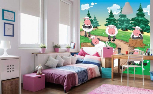 Dimex Sheep Papier Peint 225x250cm 3 bandes ambiance | Yourdecoration.fr