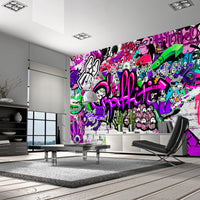 Papier Peint - Purple Graffiti - Intissé