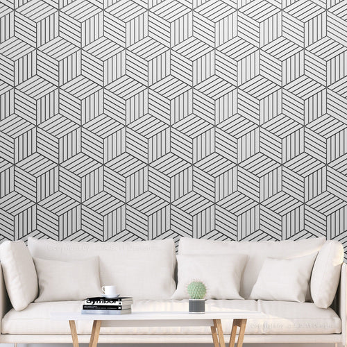 Papier Peint - Hexagons in Detail - Intissé