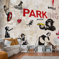 Papier Peint - Banksy Graffiti Collage - Intissé