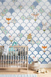 Komar Shelly White Papier Peint Intissé 200x250cm 2 bandes ambiance | Yourdecoration.fr