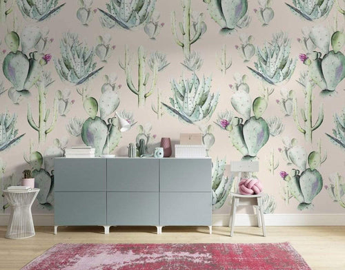 Komar Cactus Rose Papier Peint Intissé 400x250cm 4 bandes ambiance | Yourdecoration.fr